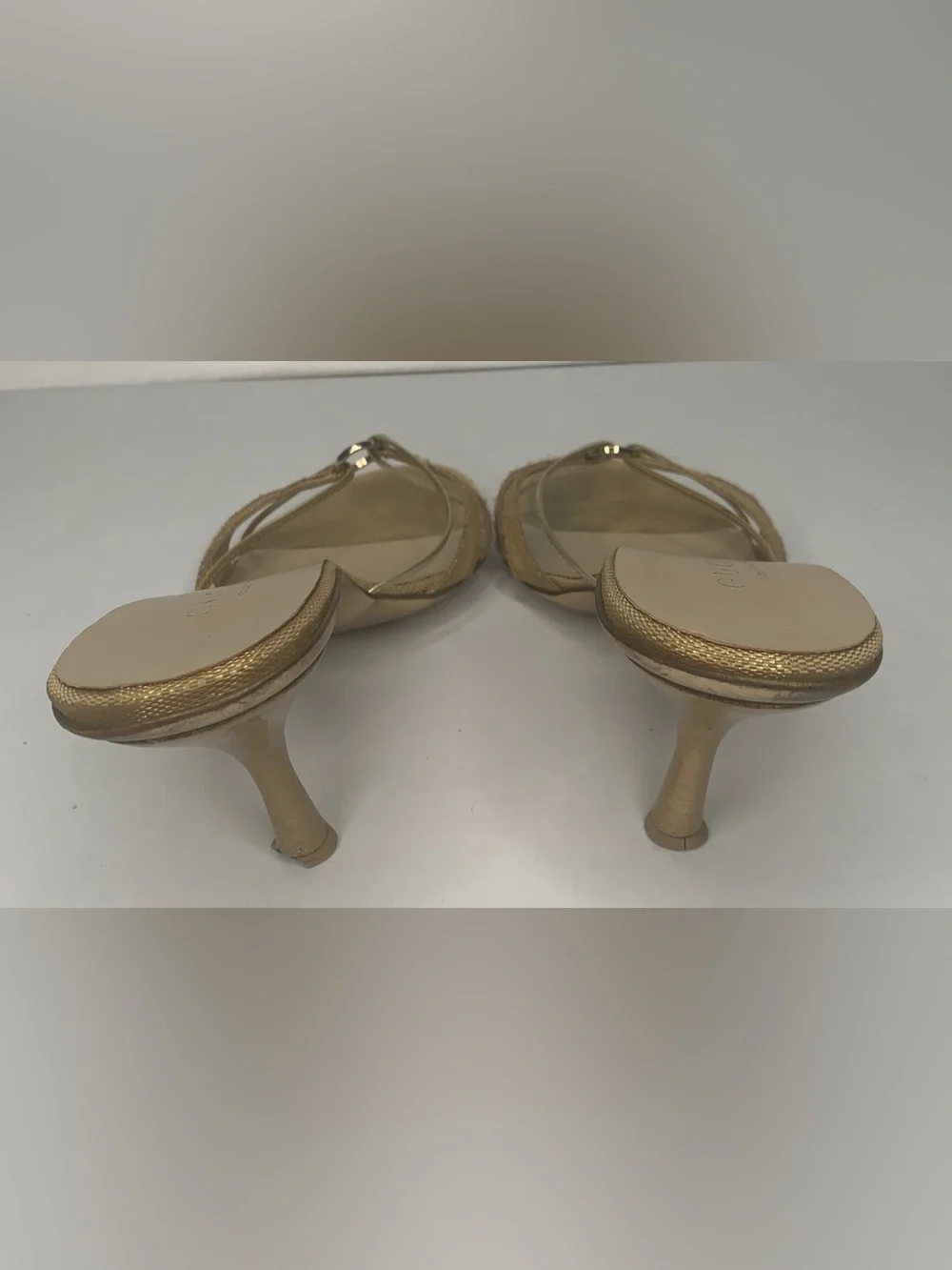 Gucci Metallic Gold Strappy Slip-On Mules - Picture 2 of 8